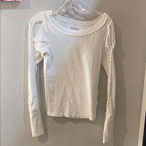 Free People White Long Sleeve Top